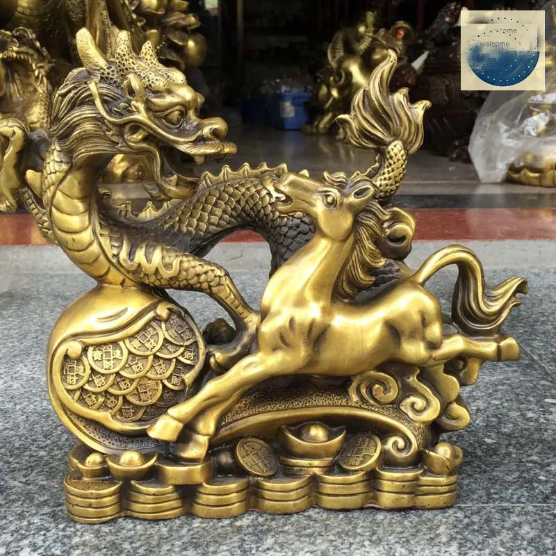 Large HOME SHOP Company Exorcise evil spirit bring wealth fortune money The vigor of dragon horse FENG SHUI statue talisman