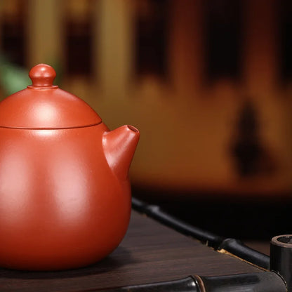Dahongpao Lettering Dragon Egg Pot, Zisha Teapot, Handmade Kung-Fu Teaware, Purple Clay, Drinkware for Puer, Green, Black