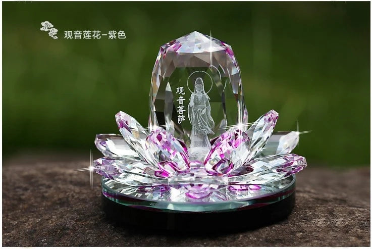 TOP COOL gift HOME OFFICE Company SHOP CAR Ornament Efficacious Talisman safe Bless Guanyin Buddha Crystal FENG SHUI statue