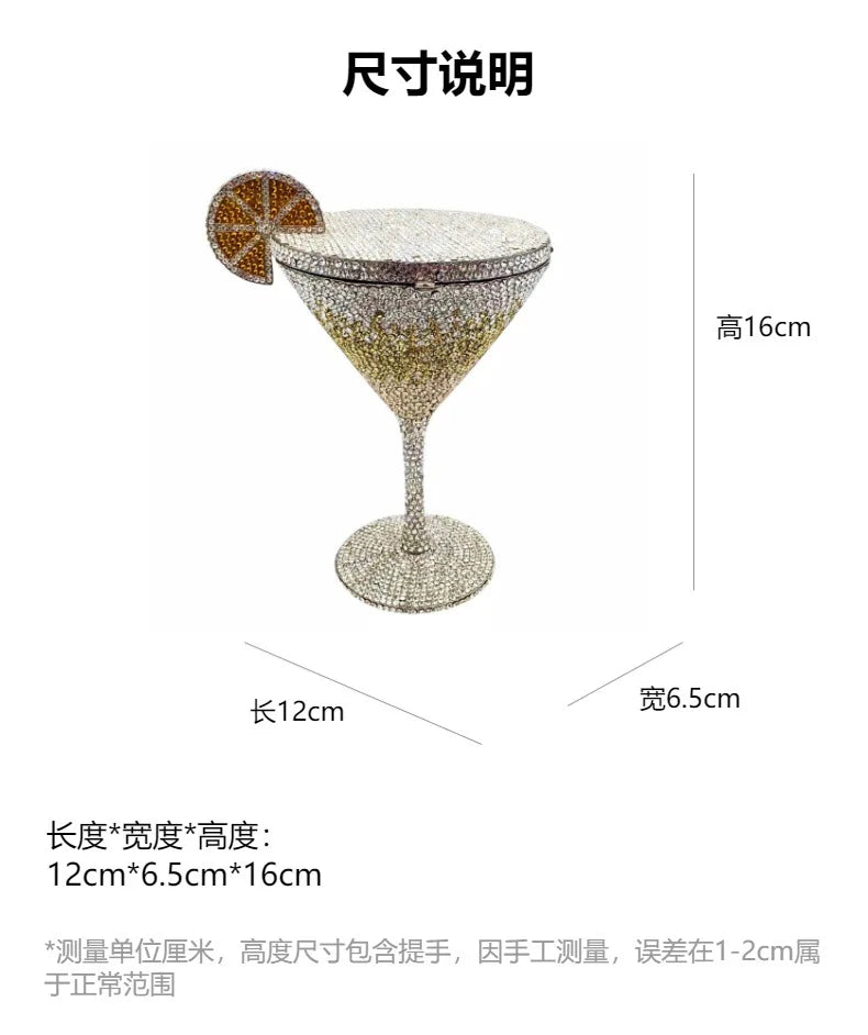 Cocktail glass styling jewel bag Rhinestones Clutches Formal Dinner Diamond Handbags Wedding Rhinestone Clutch Purse