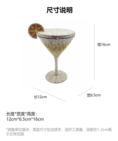 Cocktail glass styling jewel bag Rhinestones Clutches Formal Dinner Diamond Handbags Wedding Rhinestone Clutch Purse