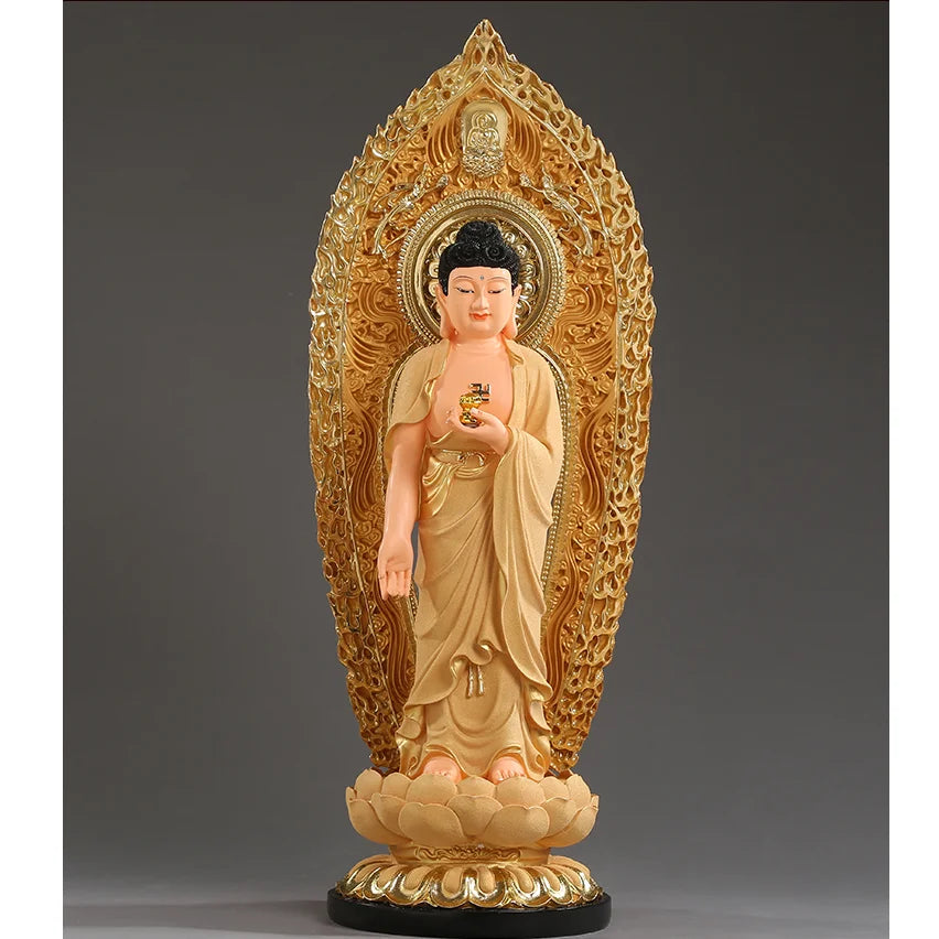 54CM large Southeast Asia Efficacious protection worship Buddha Amitabha Sakyamuni  HOME Store FENG SHUI gilding statue