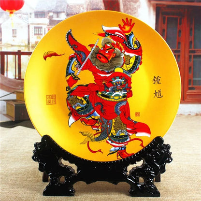 BEST business present office home house TOP protection talisman # zhong kui exorcise evil spirits FENG SHUI porcelain plate