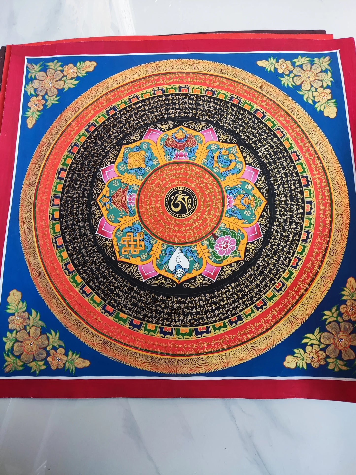 GOOD 100% Hand painted Auspicious scripture mandala Thangka Thang-ga painting Buddhism home Hall altar wall Decorative art A10