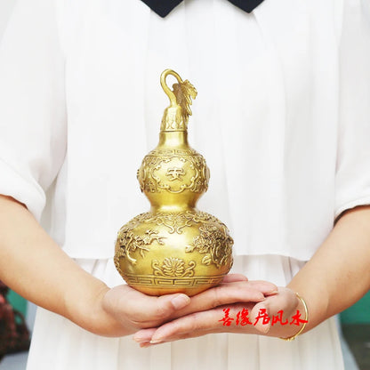 TOP efficacious Mascot Talisman bring wealth fortune Chinese FENG SHUI lucky cucurbit gourd brass statue