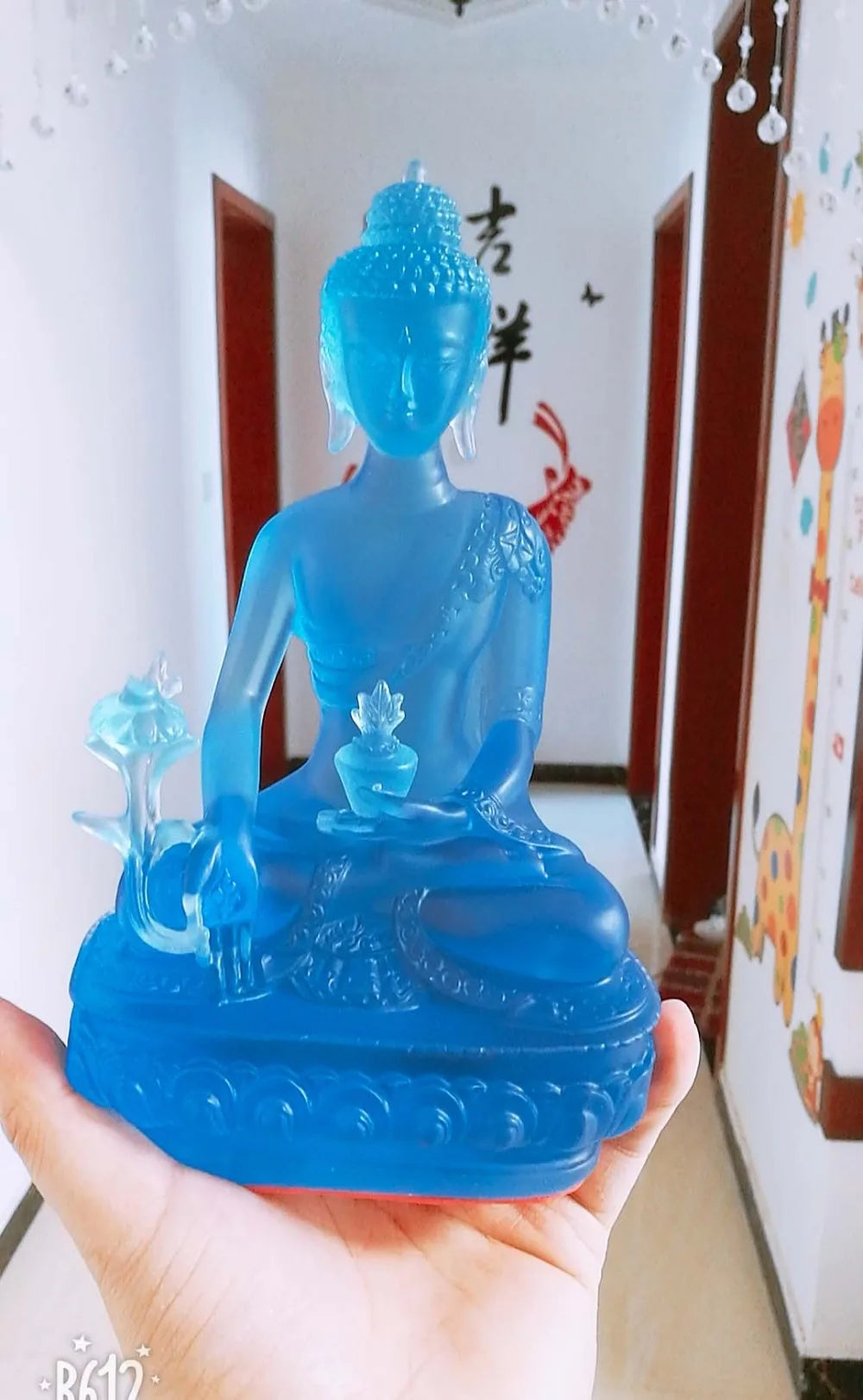 20CM Large HOME office  GOOD Buddha Bless Greco-Buddhist efficacious the Medicine Guru Buddha Crystal Buddha statue talisman