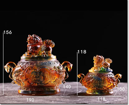 Coloured glaze Eight auspicious brave troops treasure bowl gift home decoration