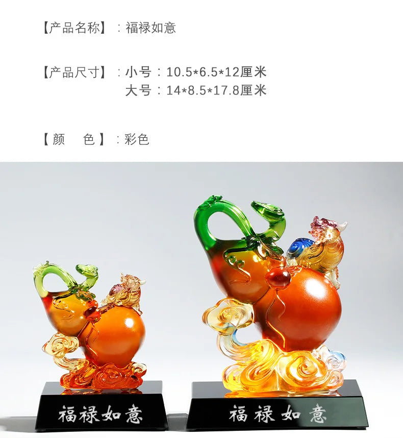 Coloured glaze home decoration good fortune official pay  wishful gourd business gift store opening gift New house housewarming