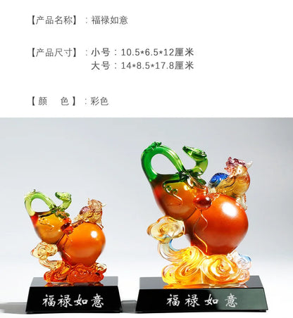 Coloured glaze home decoration good fortune official pay  wishful gourd business gift store opening gift New house housewarming