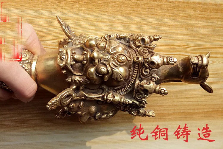 Wholesale Buddhist supplies # 60CM Large Tibetan Buddhism Hayagriva Exorcise evil spirits Vajra Jin Gangchu crosier talisman