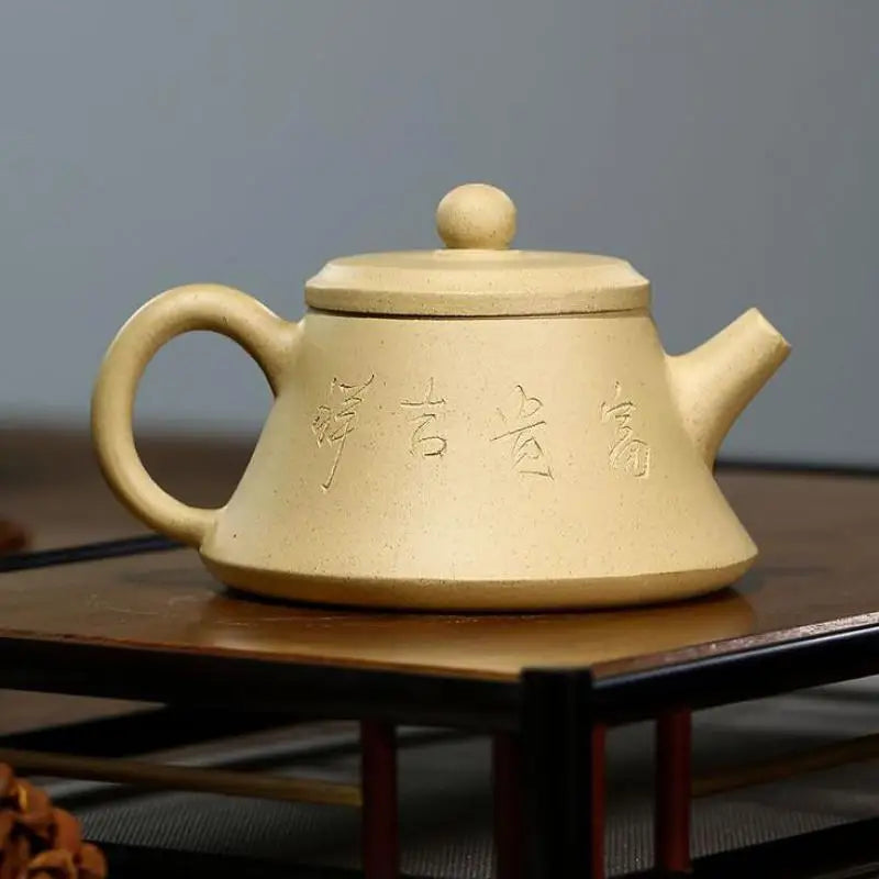 Zisha Teapot Yixing Handmade Pot, Kung-Fu Teaware, Purple Clay Drinkware for Puer Green Black Chinese Tea Auspicious Golden Bell