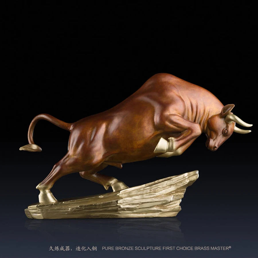 Good luck Stock equity market bring  wealth fortune bull bullish stock HOME Company brass statue High-grade ART Sculpture