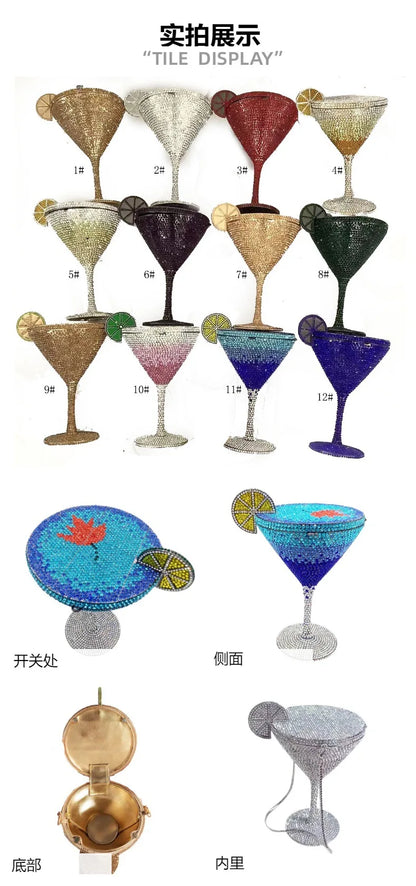 Cocktail glass styling jewel bag Rhinestones Clutches Formal Dinner Diamond Handbags Wedding Rhinestone Clutch Purse