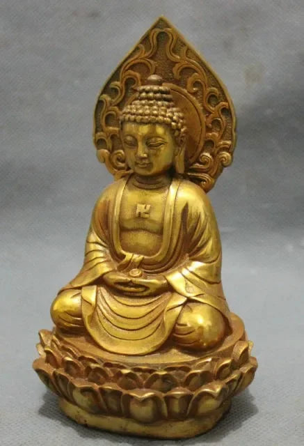 decoration bronze factory Pure Brass Antique  gold-plated brass pray bless shakyamuni Buddha Statue / Height: 5.5inch
