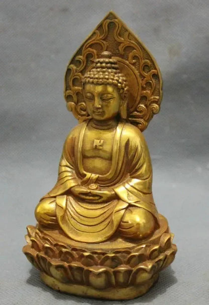 decoration bronze factory Pure Brass Antique  gold-plated brass pray bless shakyamuni Buddha Statue / Height: 5.5inch