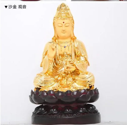 36CM tall # Buddhism HOME Safety Health luck Talisman #office shop efficacious Protection gilding Guanyin Bodhisattva Buddha