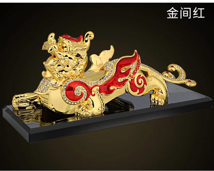 Bring GOOD LUCK Money Drawing Gold PI XIU Mythical dragon FENG SHUI statue HOME OFFICE SHOP CAR Talisman Protection