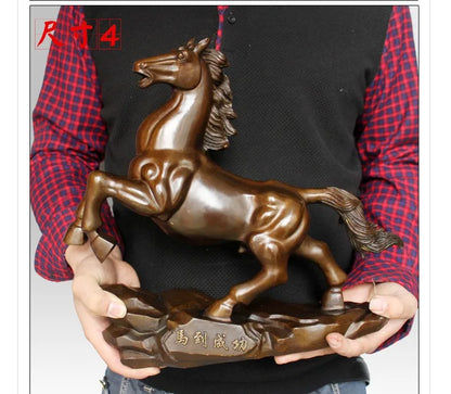 HOT SALE  business Lucky magic weapon # office home house  Protection # Money Drawing horse Bronze statue 36CM