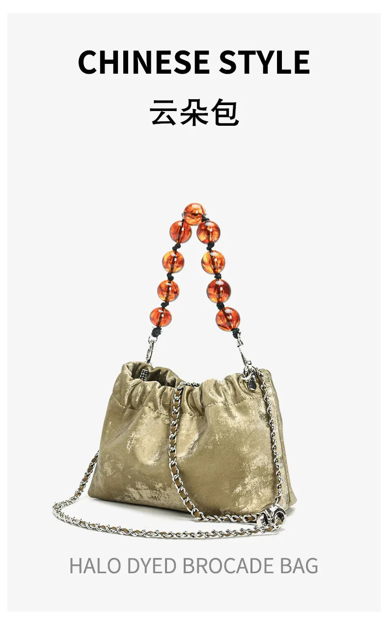 Large Capacity Cloud Bag 2024 New National Style Chinese Style Shoulder Messenger Bag Silk Chain Bag Designer Bags Luxury