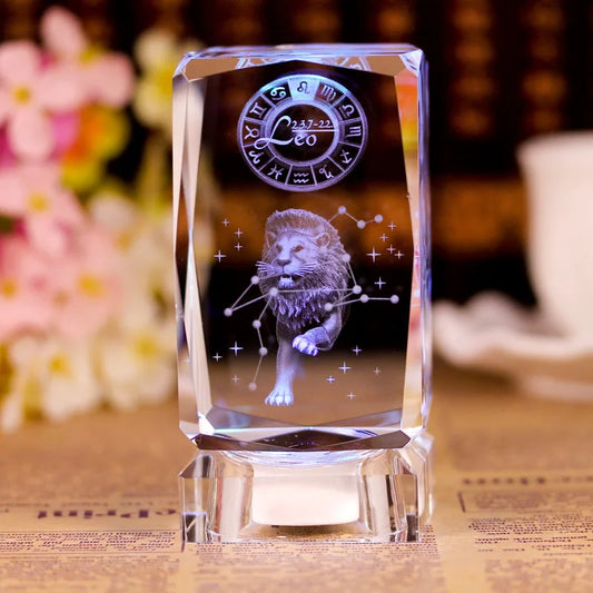 TOP COOL birthday present - Leo Lion constellation constellatory 3D crystal sculpture art statue