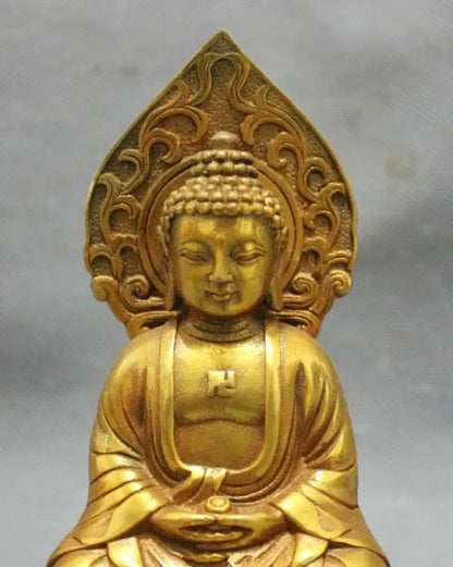decoration bronze factory Pure Brass Antique  gold-plated brass pray bless shakyamuni Buddha Statue / Height: 5.5inch