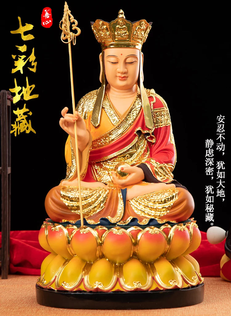 GOOD  Home family temple bless safety health bring GOOD luck Almighty God ksitigarbha Dizang pusa buddha color statue