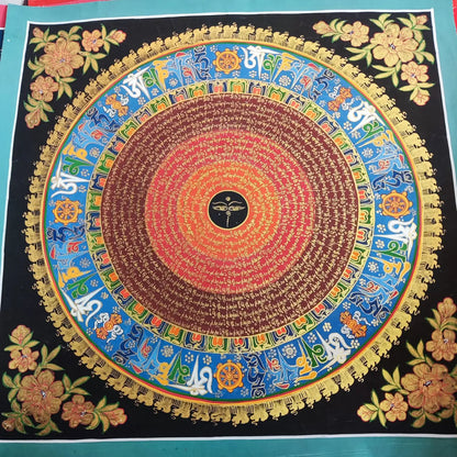 GOOD 100% Hand painted Auspicious scripture mandala Thangka Thang-ga painting Buddhism home Hall altar wall Decorative art A8