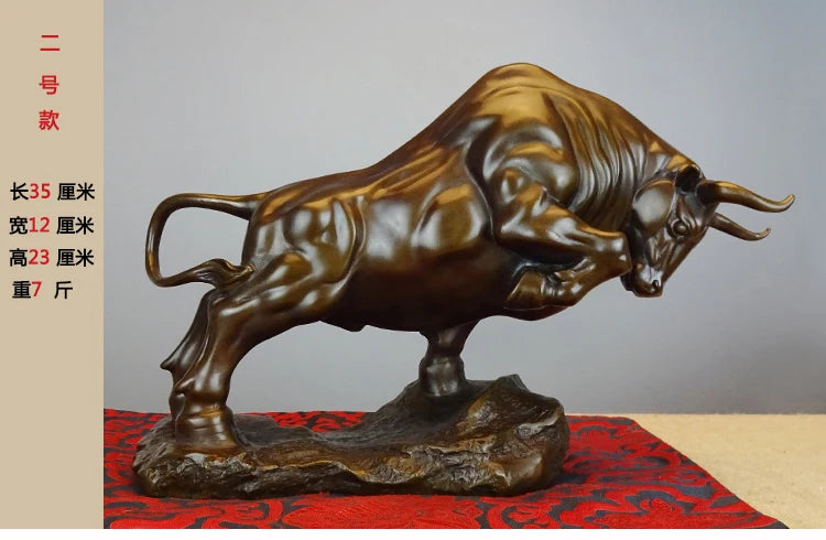 Good luck HOME Company shop business decorative Stock market bull Wall Street bull bronze  statue financial Mascot # large