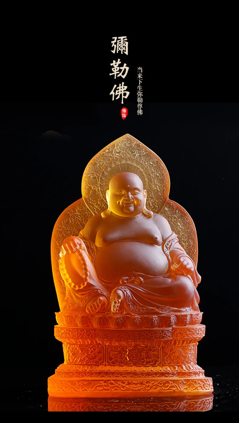 Coloured Glaze Pot Belly Maitreya Buddha Shakyamuni  Cloth Bag Monk Worship Home Decoration Buddha Of The Future Supplies Temple