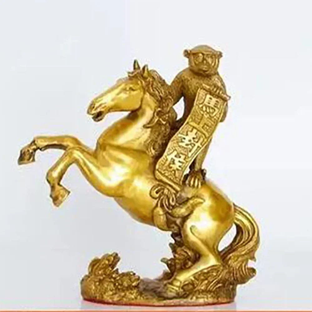 Pure copper immediately Fenghou ornaments copper horse lucky zodiac monkeys immediately rich office crafts decorations
