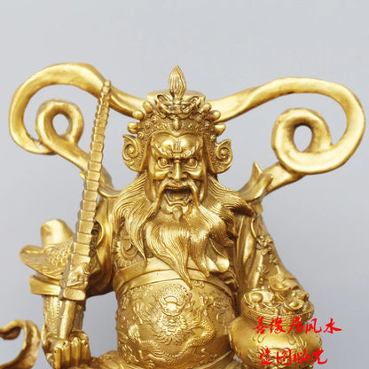 GOOD # Home -guarding and exorcising Money Drawing Talisman God of wealth Zhao Gongmi FENG SHUI Golden Copper statue 40CM