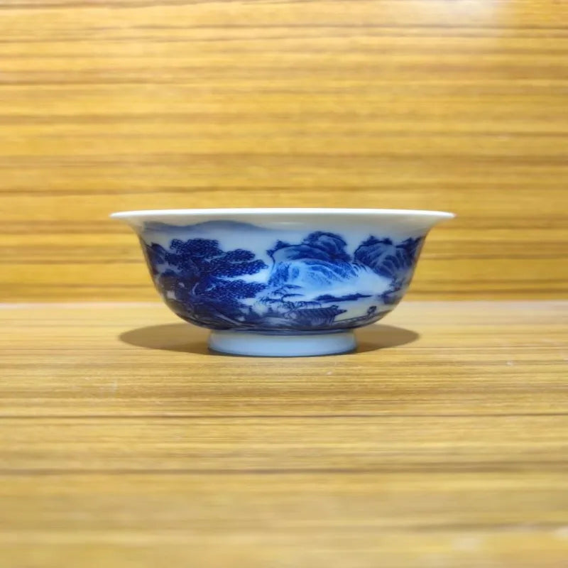 Hand Painted Landscape Chinese Tea Cup Ceramic Kung Fu Teacup Beautiful High Feet Teaware A Cup Of Tea Ceremony