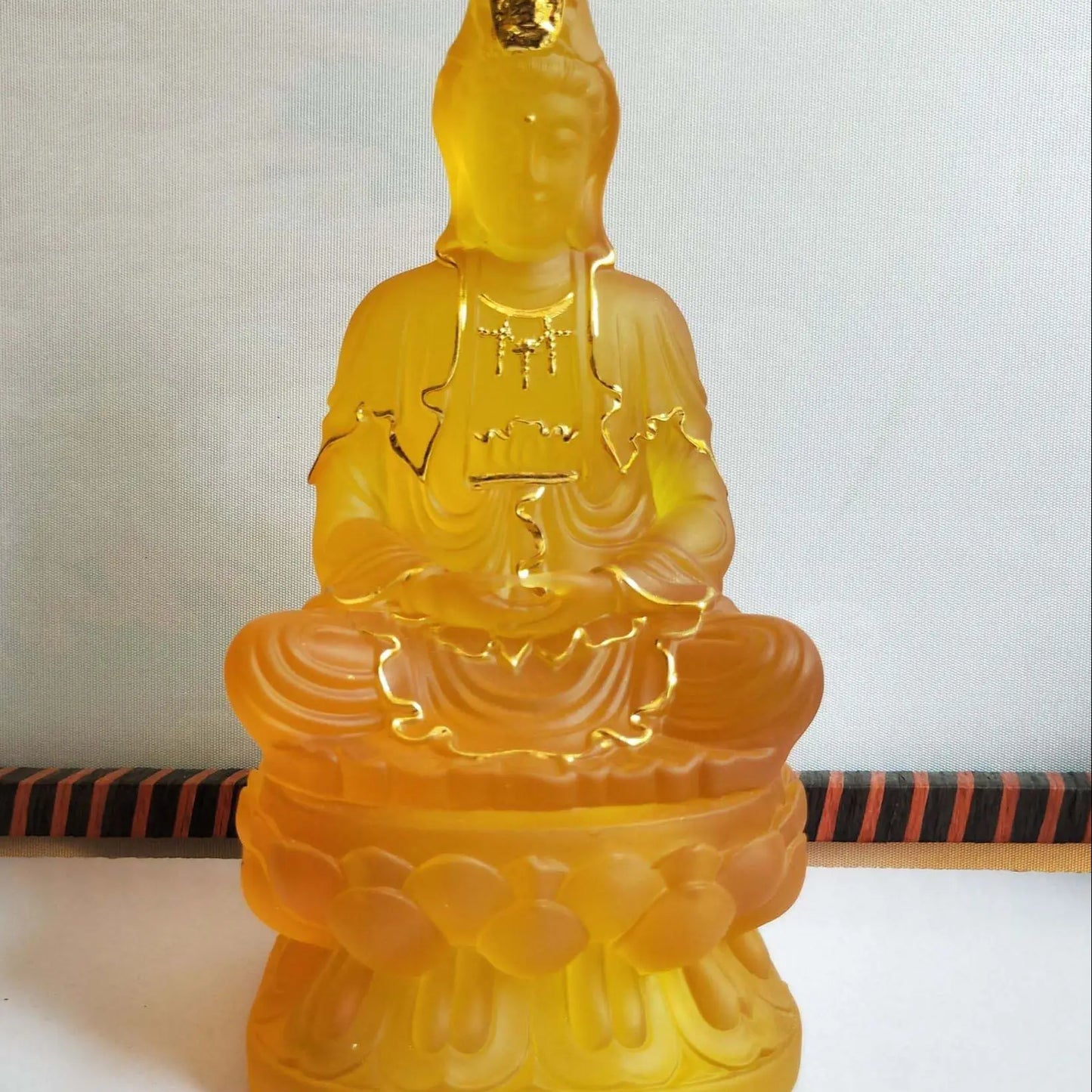 home efficacious Goddess protection Shrine altar shop Worship yellow crystal GUAN YIN PU SA BUDDHA Avalokitesvara statue