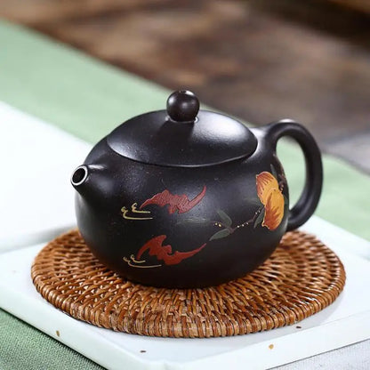 Zisha Teapot Yixing Handmade Pot, Kung-Fu Teaware, Purple Clay Drinkware for Puer Green Black Chinese Tea Longevity Peach