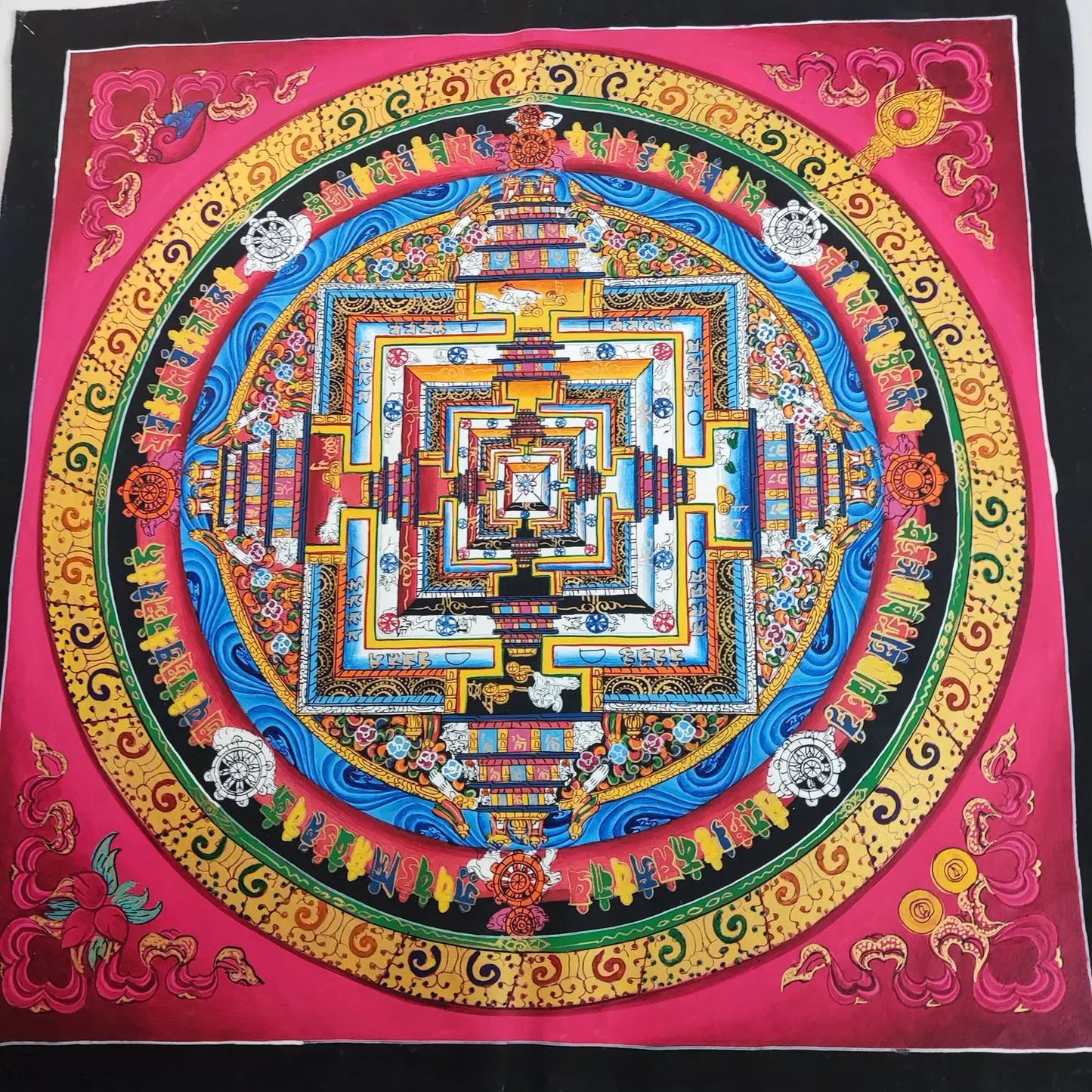 100% Hand painted Mandala wheel altar Enlightenment Thangka Thang-ga painting Buddhism home Hall altar wall Decorative art S4