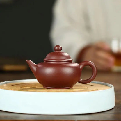 Purple Clay Sketch Horizontal Pot Zisha Teapot Yixing Handmade Pot Kung-fu Teaware  Purple Clay Drinkware For Puer Green Black