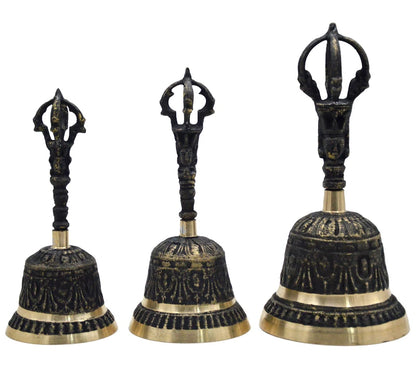 A SET 3PCS Wholesale Buddhist articles Buddhism Taoist Master Practice of Tantric monk FENG SHUI Vajra buddha vajra bell