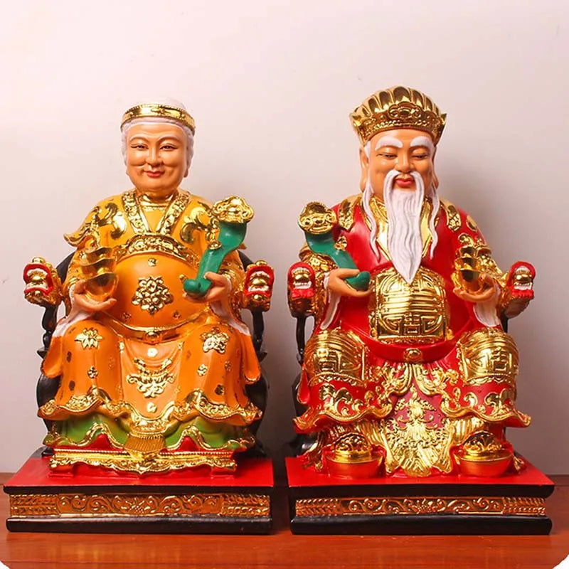 Wholesale Buddha God statue  38cm  2P Asia HOME SHOP Altar TU DI GONG PO God of wealth Recruit wealth Good luck Mammon statue