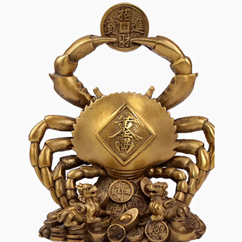 Brass Money Crab Feng Shui Copper Crab Zhaocai Office Home Decoration Living Room foyer Study Crafts