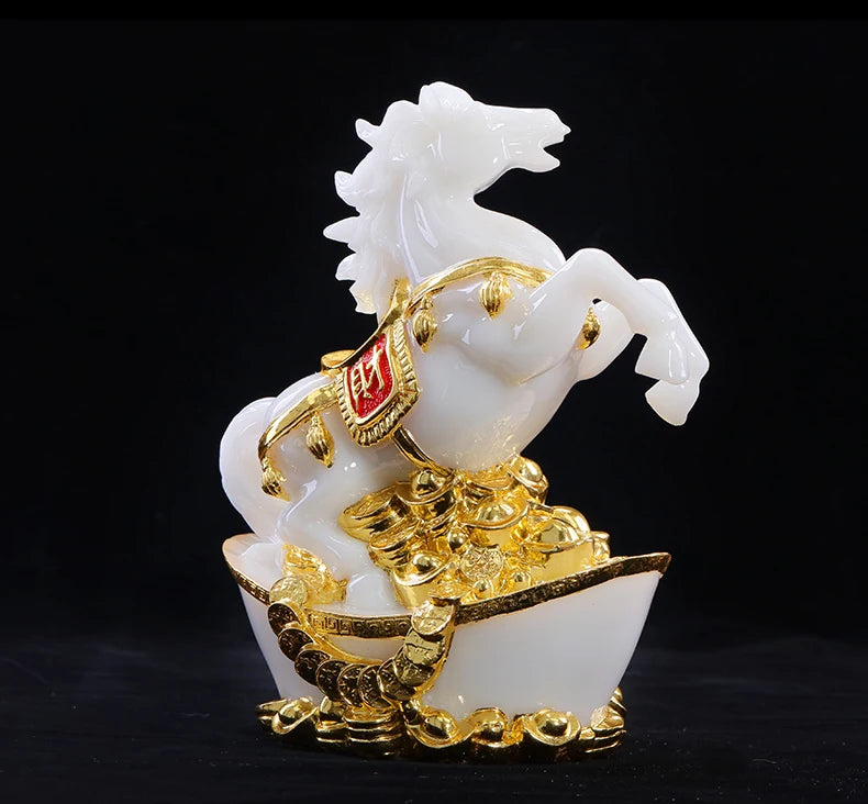 2021 Asia HOME office shop company business Prosperity GOOD luck Success gold-plating Fortune horse FENG SHUI talisman statue