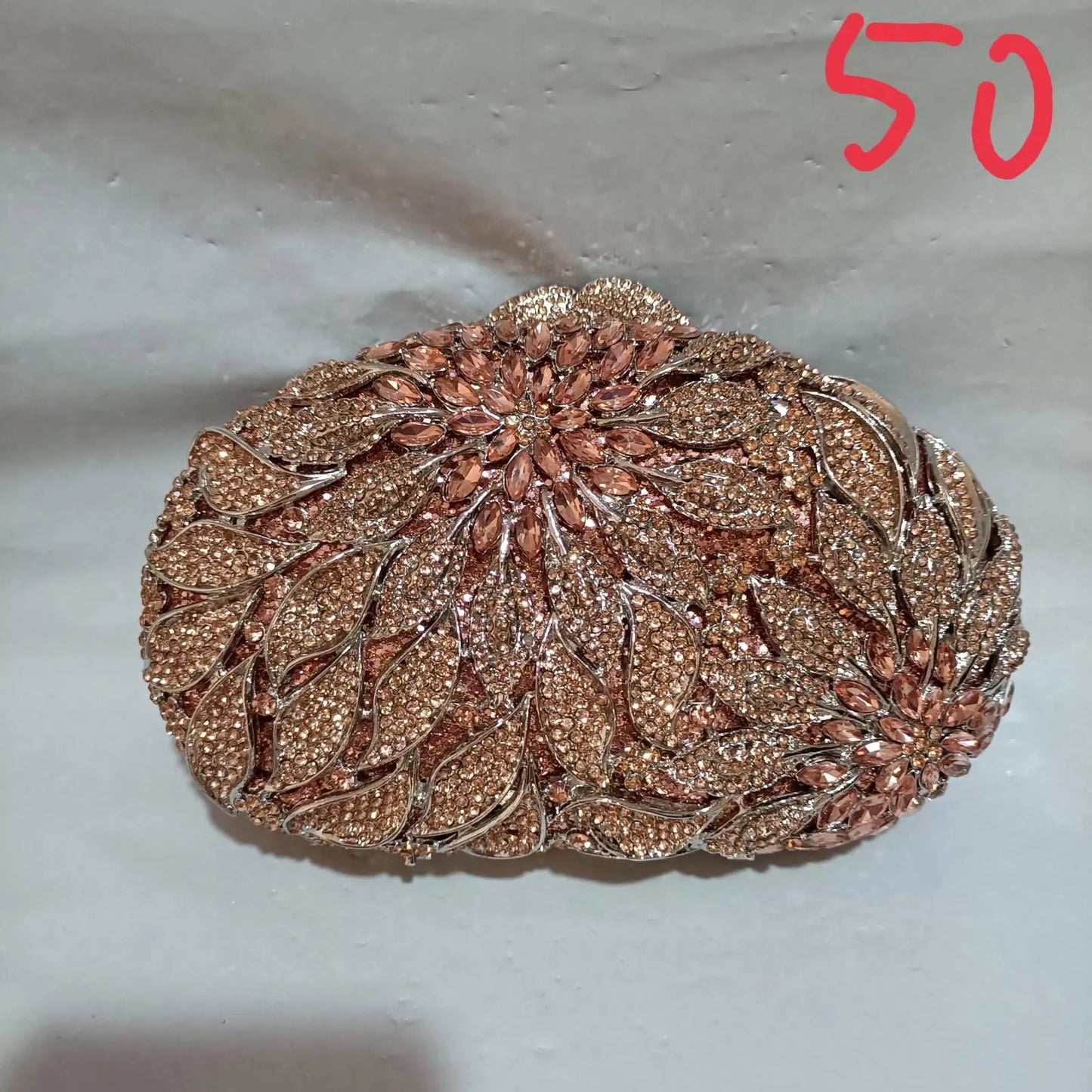 Woman Champagne Gold Pink Diamond Flower Evening Purse High Quality Bridal Dinner Handbag Wedding Party Crystal Floral Lady Bag