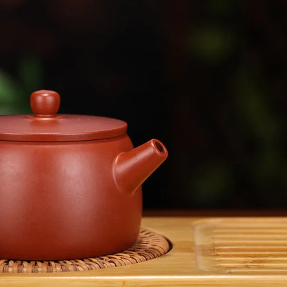 Zisha Teapot with Flat Lid, Yixing Handmade Pot, Kung-Fu Teaware, Purple Clay, Drinkware for Puer, Green, Black, Chinese Tea