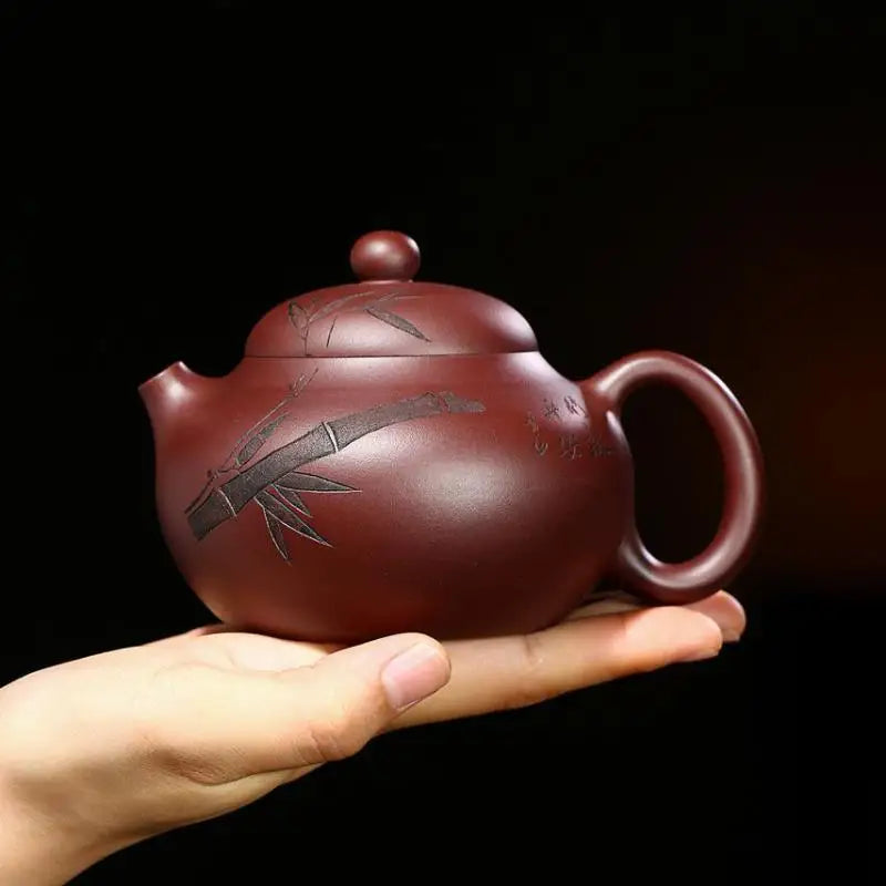 Handmade Zisha Teapot, Yixing Handmade Pot, Kung-Fu Teaware, Purple Clay Drinkware for Puer Chinese Tea Mud Green Ba
