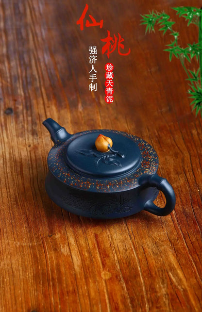 350ml Yixing Tianqing Clay Xiantao Purple Clay Pot Handmade Household Puer Kung Fu Teaset Tea Ceremony Drinkware Customized Gift