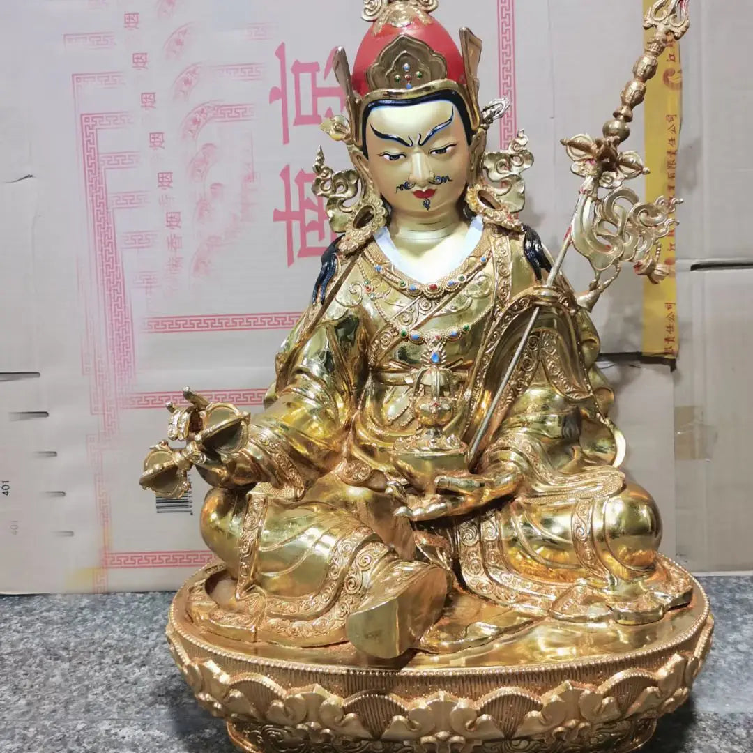 45CM large Nepal Tibet temple Buddhism brass Guru Rinpoche Padmasambhava Buddha statue Buddhist bless safe health good luck
