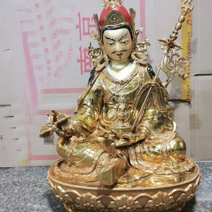 45CM large Nepal Tibet temple Buddhism brass Guru Rinpoche Padmasambhava Buddha statue Buddhist bless safe health good luck