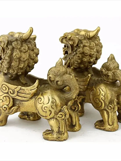 BRASS FENGSHUI PAIR PI YAO STATUES / FENGSHUI PI XIE STATUES M1207