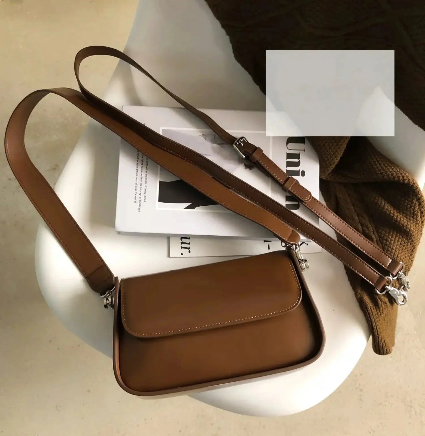 Genuine leather designer crossbody women's new popular retro versatile shoulder bag