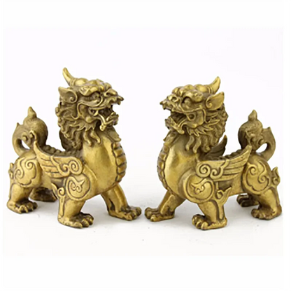 BRASS FENGSHUI PAIR PI YAO STATUES / FENGSHUI PI XIE STATUES M1207