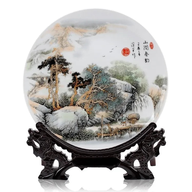 TOP GOOD  business present - TOP handicraft landscape porcelain Decor art plate limited edition Decoration